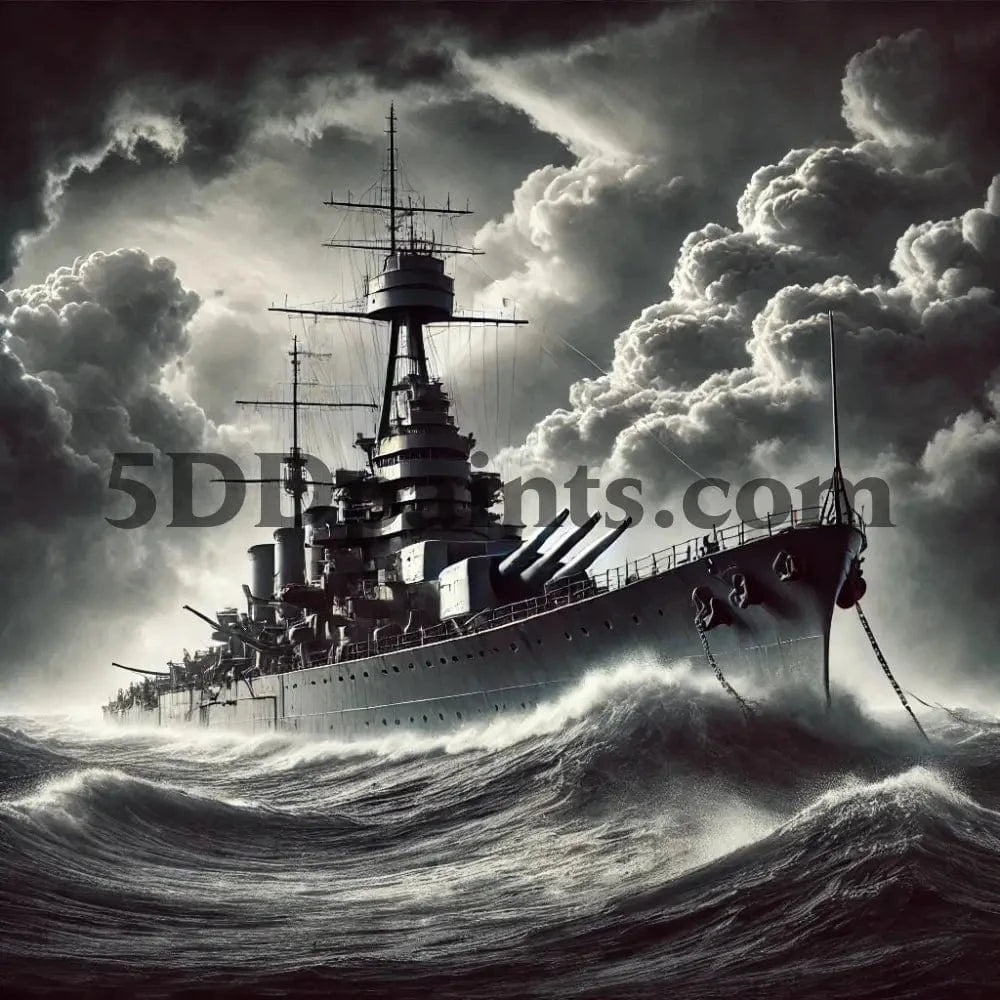 5DDPaints.com arts and crafts kit Stormy Seas Battleship Diamond Painting Kit