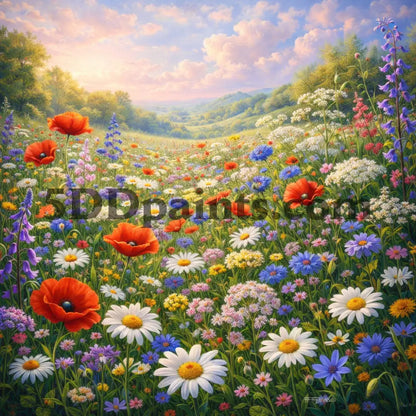5DDPaints.com arts and crafts kit Sun-Kissed Meadow – Wildflower Diamond Painting Kit