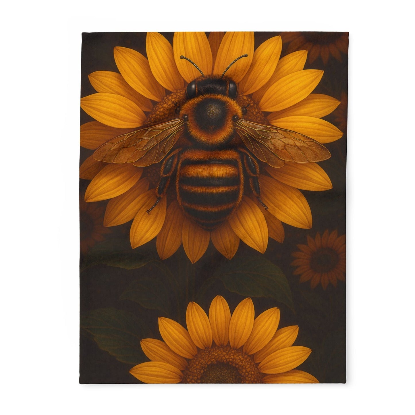 Printify Home Decor 30'' × 40'' Sunflower Bee Fleece Blanket — Cozy Floral Honeybee Throw