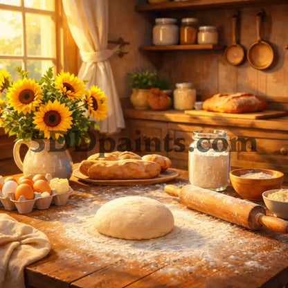 5DDPaints.com arts and crafts kit Sunlit Country Kitchen Diamond Painting Kit