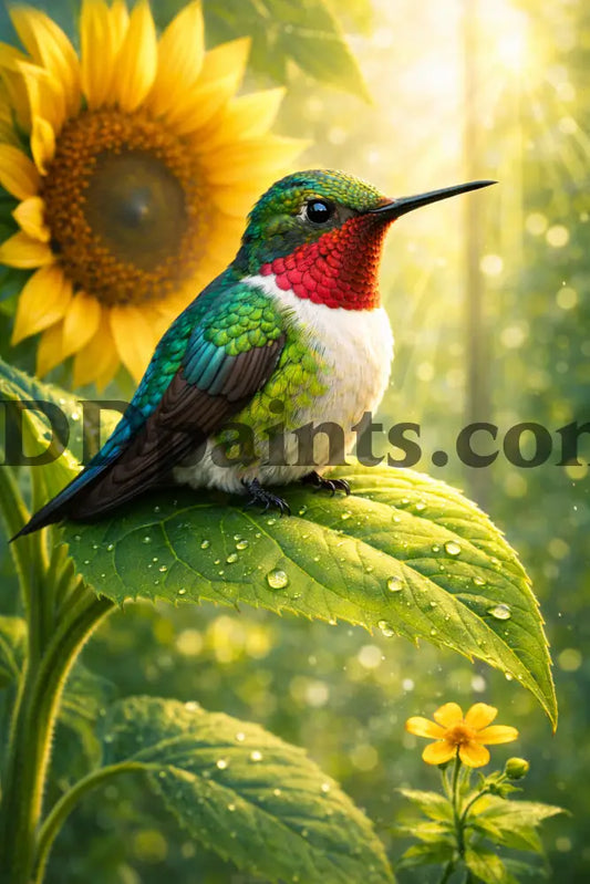 5DDPaints.com home decor Sunlit Hummingbird & Sunflower Diamond Painting Kit