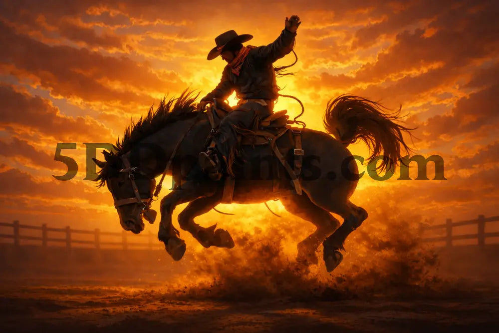 5DDPaints.com Art & Craft Kits Sunset Rodeo Spirit Diamond Painting Kit
