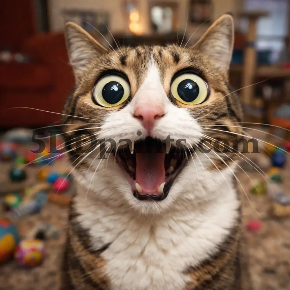 5DDPaints.com arts and crafts kit Surprised Tabby Cat – Diamond Painting Kit