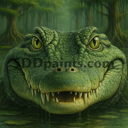 5DDPaints.com arts and crafts kit Swamp Smirk Alligator Diamond Painting Kit
