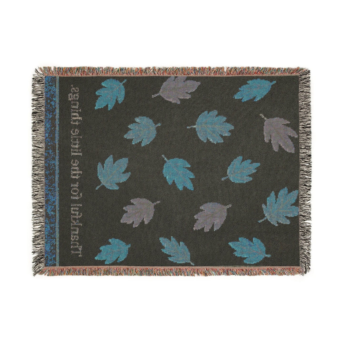 Printify Home Decor Thankful Woven Blanket - Cozy Fall Home Decor, Autumn Gift, Leaf Pattern Throw, Seasonal Blanket, Perfect for Thanksgiving