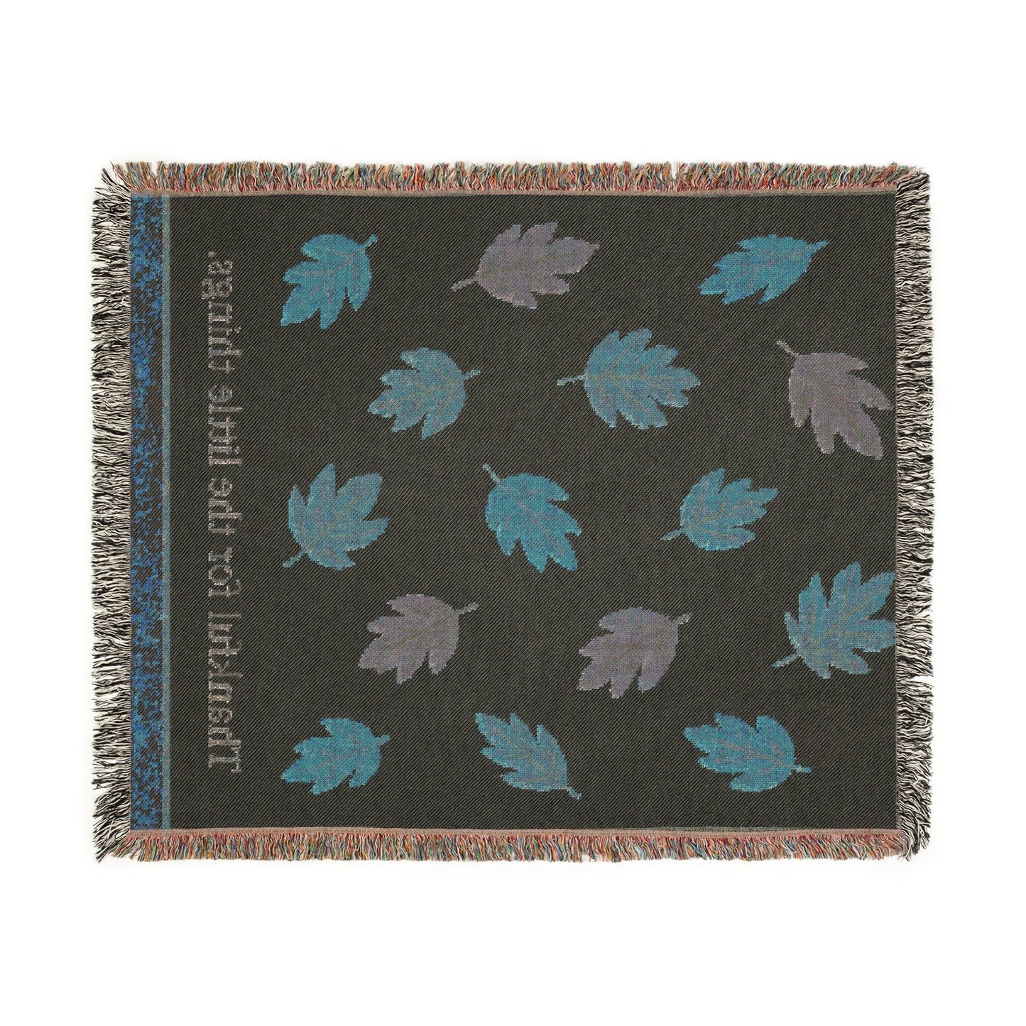 Printify Home Decor Thankful Woven Blanket - Cozy Fall Home Decor, Autumn Gift, Leaf Pattern Throw, Seasonal Blanket, Perfect for Thanksgiving