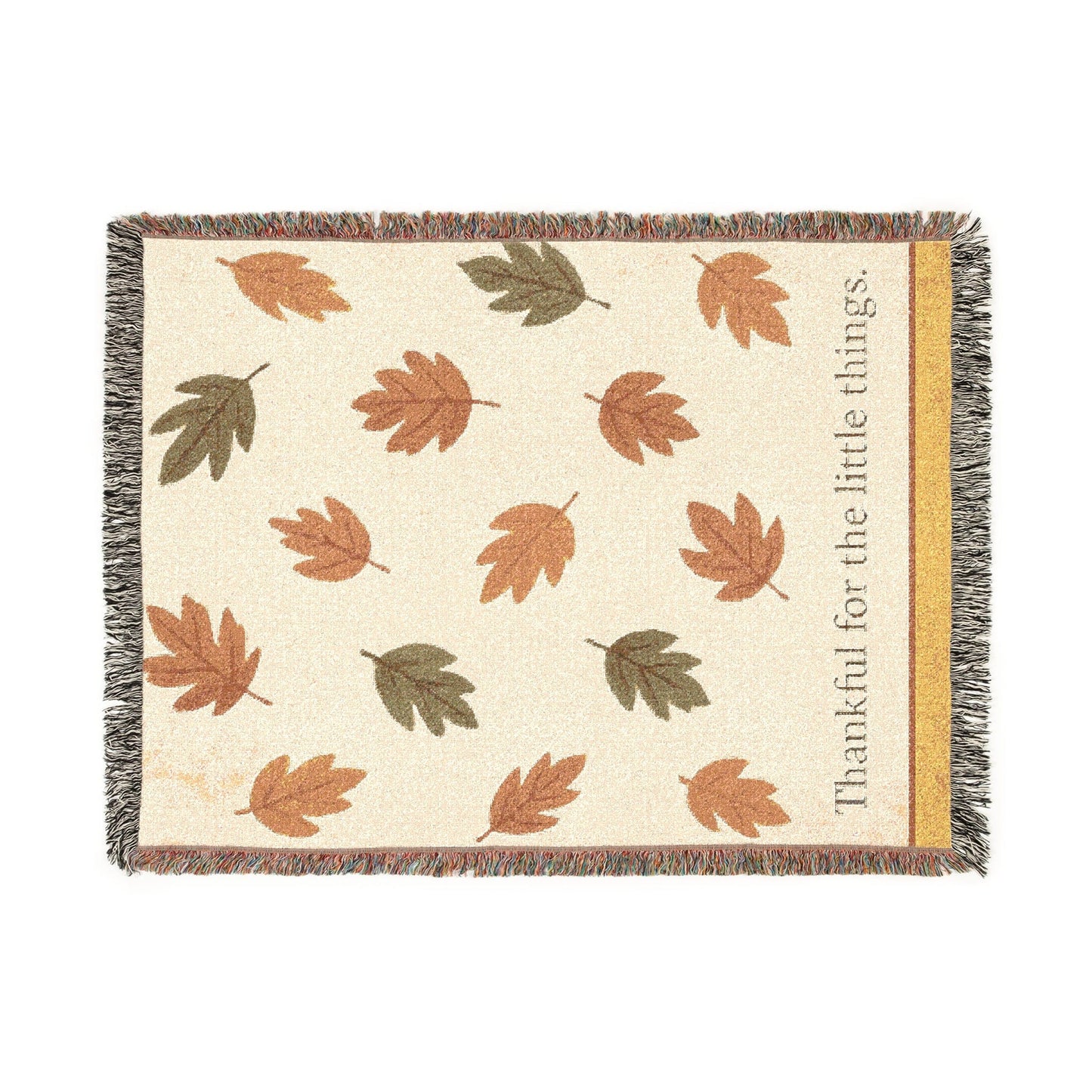 Printify Home Decor Artwork / 80" × 60" Thankful Woven Blanket - Cozy Fall Home Decor, Autumn Gift, Leaf Pattern Throw, Seasonal Blanket, Perfect for Thanksgiving