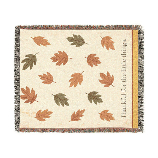 Printify Home Decor Artwork / 60" × 50" Thankful Woven Blanket - Cozy Fall Home Decor, Autumn Gift, Leaf Pattern Throw, Seasonal Blanket, Perfect for Thanksgiving