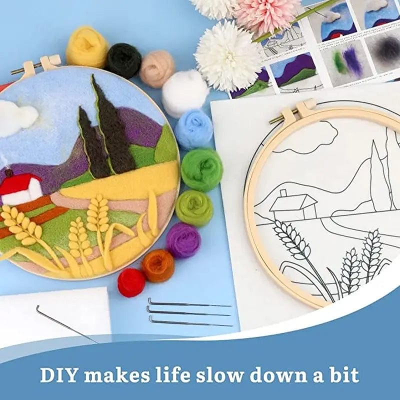 5DDpaints.com arts and crafts kit Tranquil Landscapes Wool Needle Felting Kits – Nature Scenes Collection