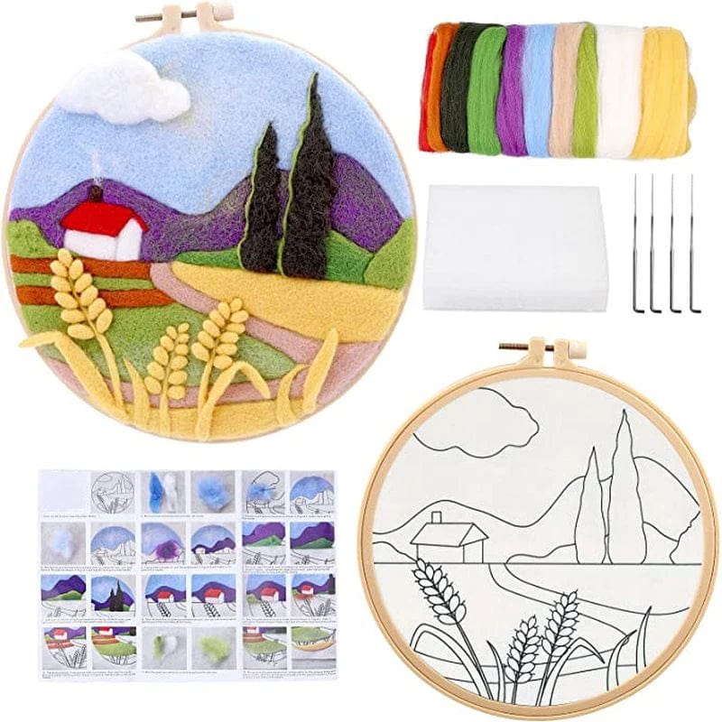 5DDpaints.com arts and crafts kit Tranquil Landscapes Wool Needle Felting Kits – Nature Scenes Collection