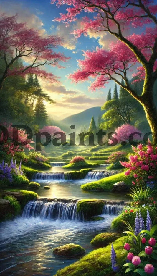 5DDPaints.com Art & Craft Kits Tranquil Waterfall Valley Diamond Painting Kit