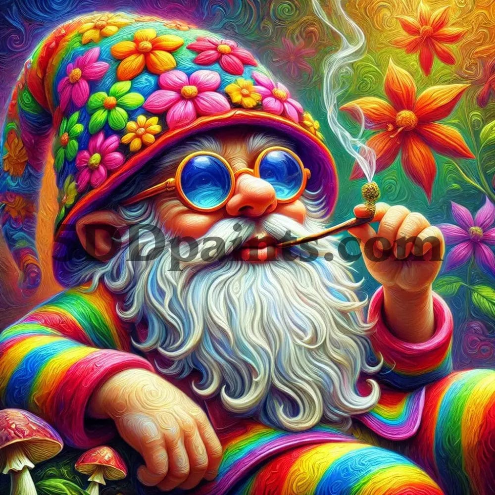 Amazello Art & Craft Kits 20x20cm square / 3 Trippy Whimsical Gnome: 5D Diamond Painting Delight