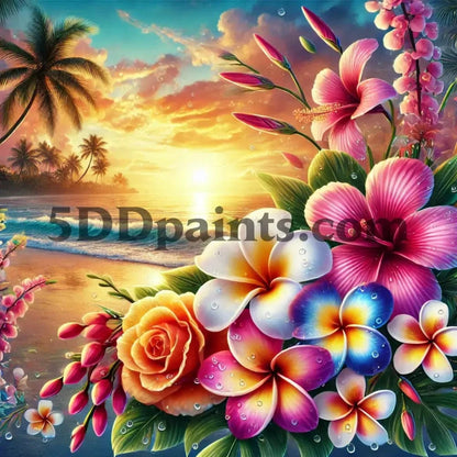 5DDPaints.com arts and crafts kit Tropical Paradise Bloom Diamond Painting Kit