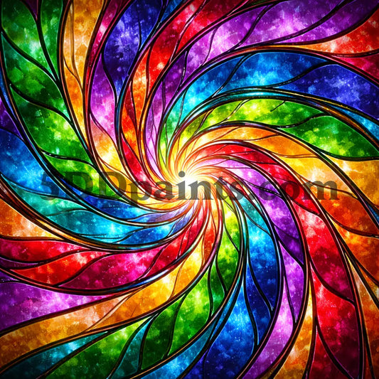5DDPaints.com arts and crafts kit Twilight Spiral Bloom – Rainbow Abstract Diamond Painting Kit