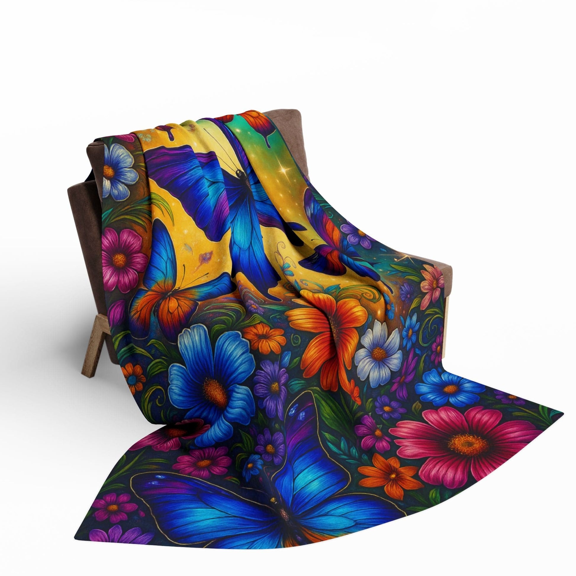 Printify Home Decor Vibrant Butterfly Floral Arctic Fleece Blanket