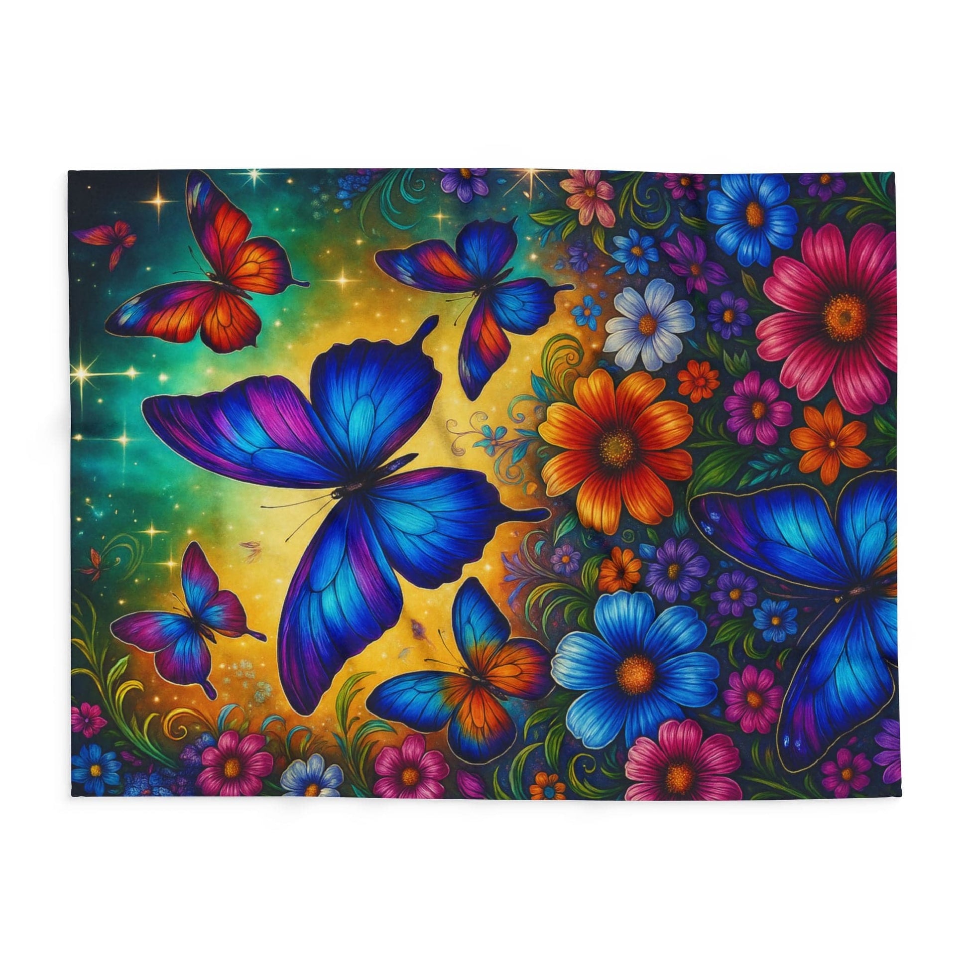 Printify Home Decor Vibrant Butterfly Floral Arctic Fleece Blanket
