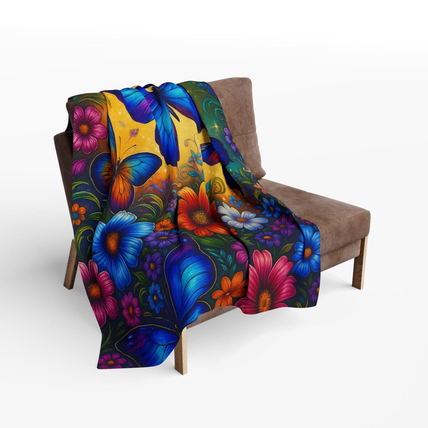 Printify Home Decor Vibrant Butterfly Floral Arctic Fleece Blanket