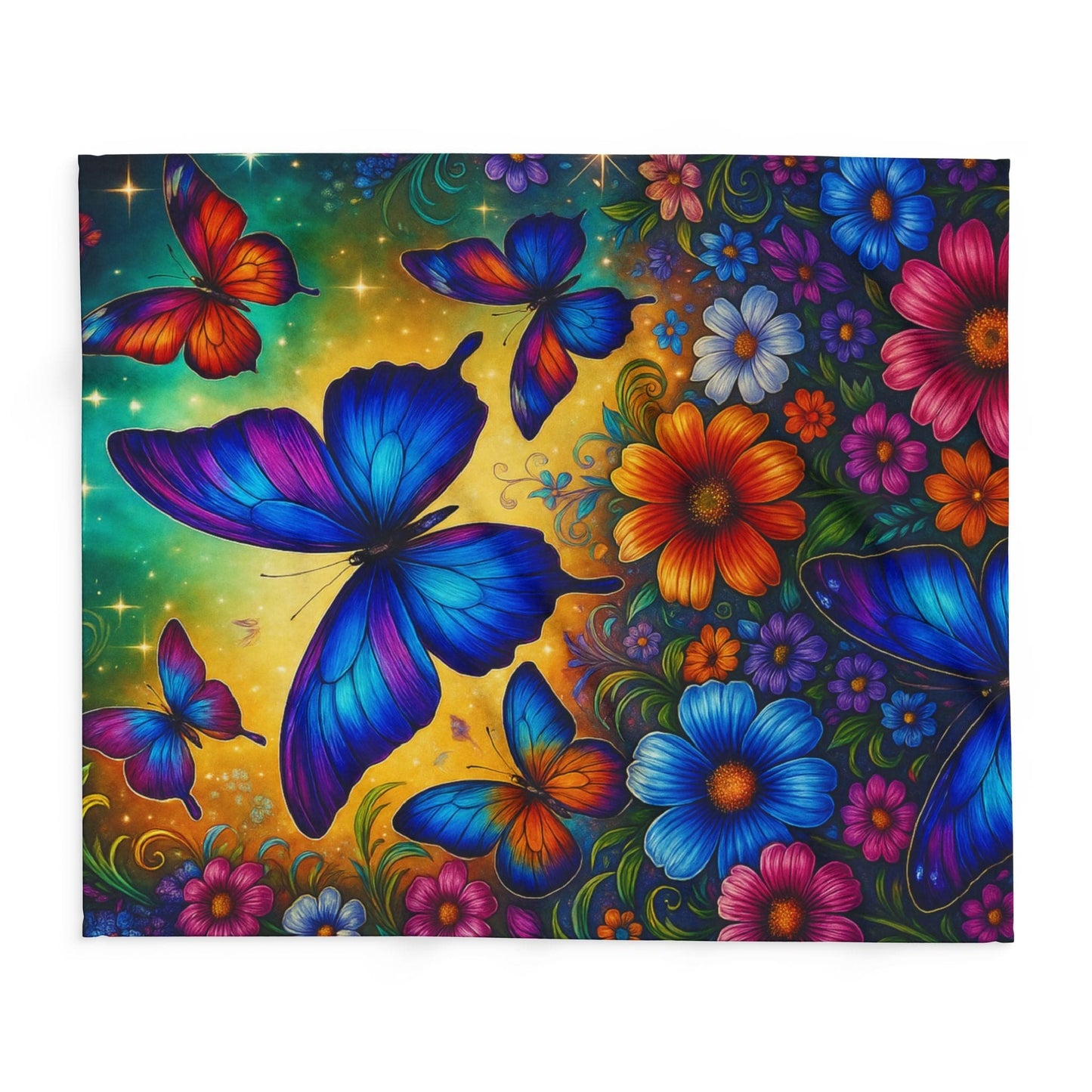 Printify Home Decor Vibrant Butterfly Floral Arctic Fleece Blanket