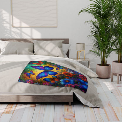Printify Home Decor Vibrant Butterfly Floral Arctic Fleece Blanket