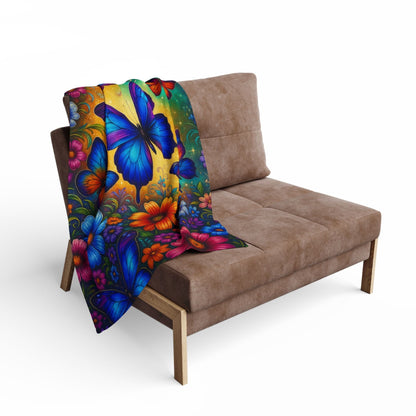Printify Home Decor Vibrant Butterfly Floral Arctic Fleece Blanket