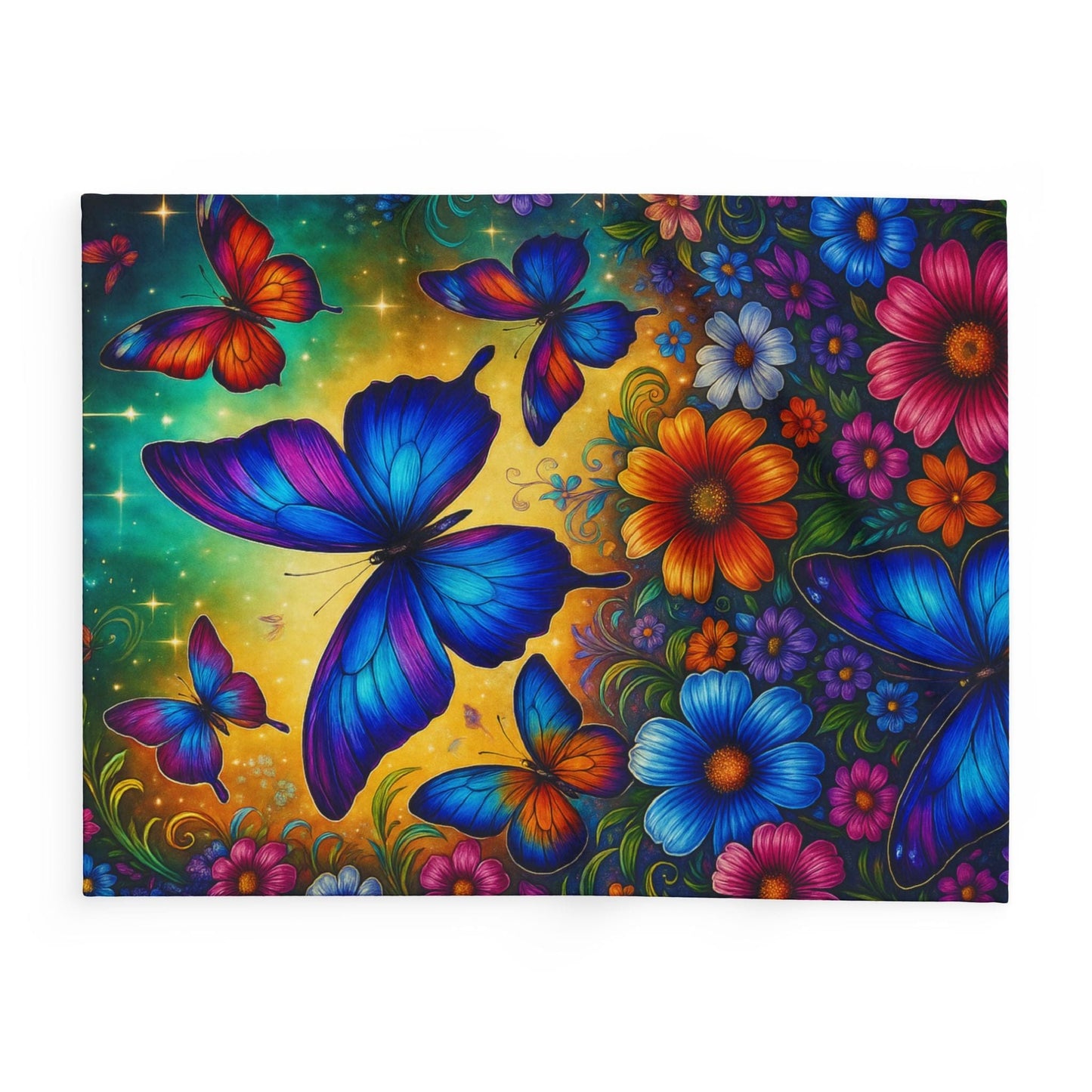 Printify Home Decor Vibrant Butterfly Floral Arctic Fleece Blanket