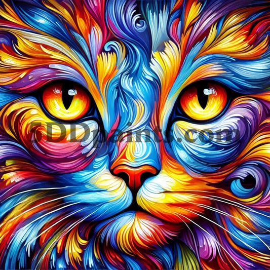 5DDPaints.com Art & Craft Kits Vibrant Colorful Cat - Beginner's Diamond Painting Kit