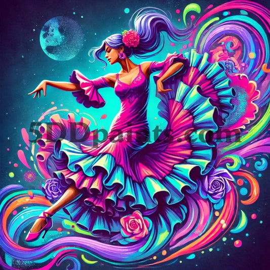 5DDPaints.com arts and crafts kit Vibrant Cosmic Flamenco Dancer – 5D Diamond Painting Kit