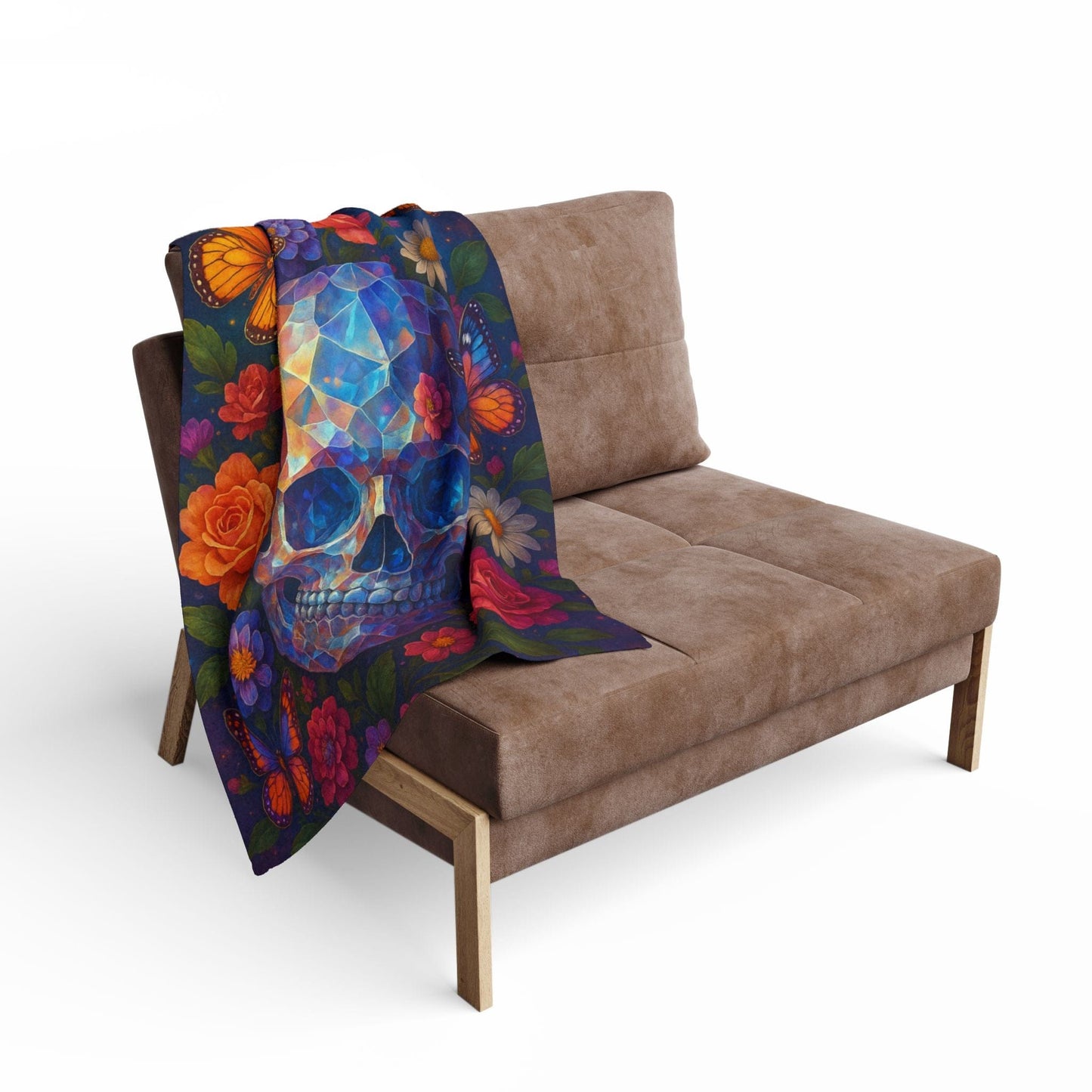 Printify Home Decor Vibrant Skull Floral Arctic Fleece Blanket