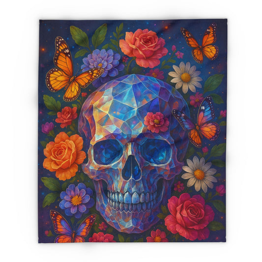 Printify Home Decor 50" × 60" Vibrant Skull Floral Arctic Fleece Blanket