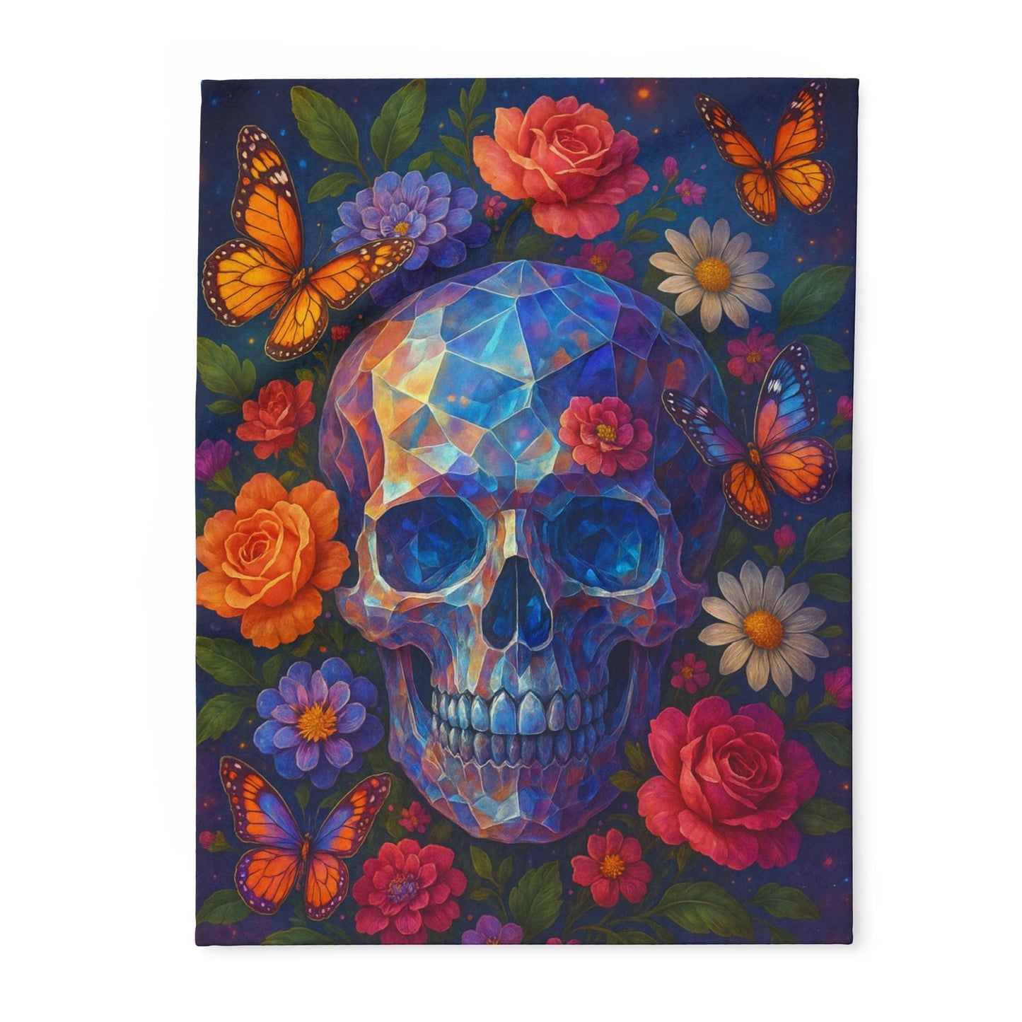 Printify Home Decor 30'' × 40'' Vibrant Skull Floral Arctic Fleece Blanket