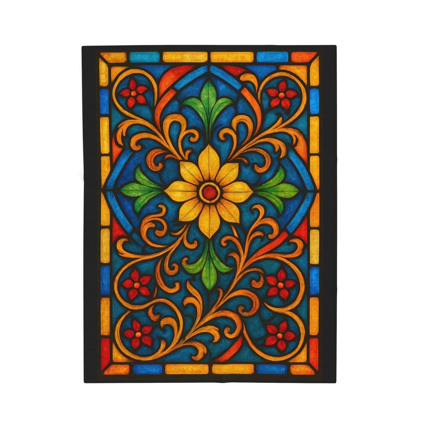 Printify All Over Prints 30" × 40" Vibrant Stained Glass Velveteen Plush Blanket – 50x60 Cozy Bohemian Throw for Home Decor & Gifts