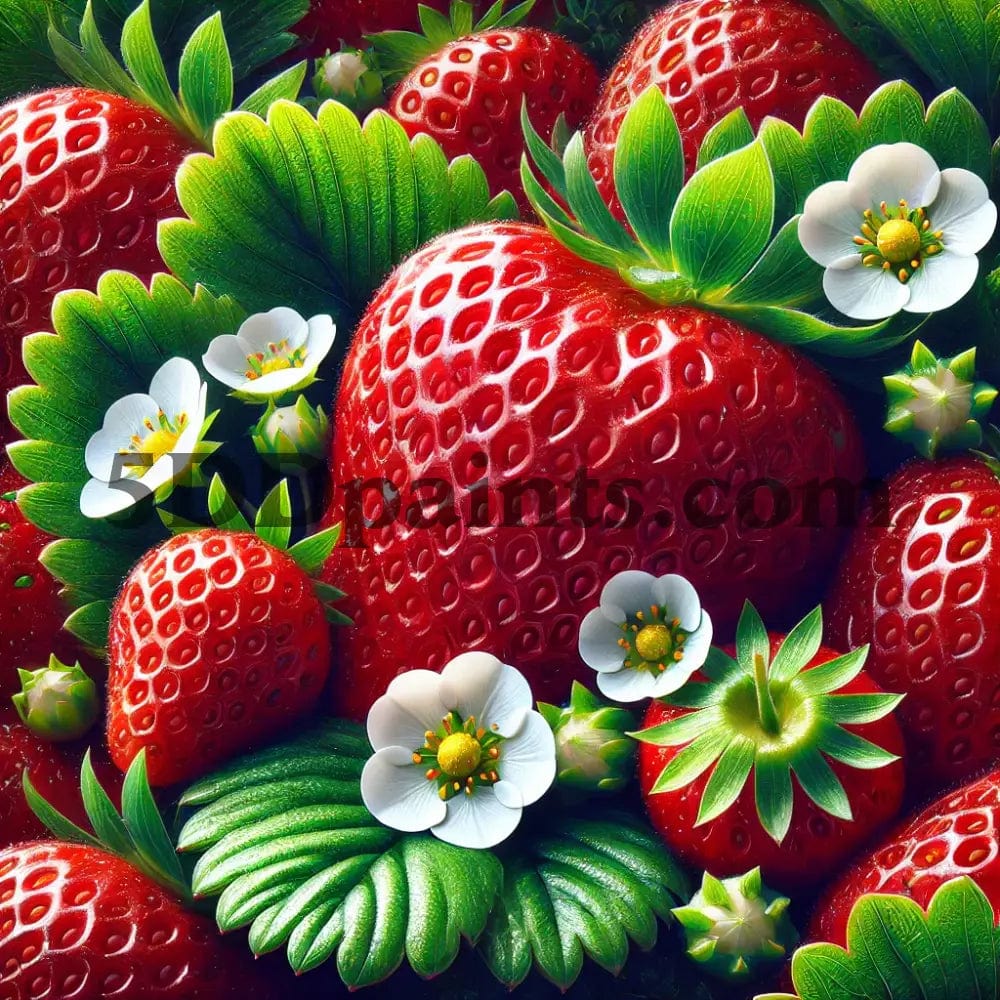 5DDPaints.com arts and crafts kit Vibrant Strawberry Harvest Diamond Painting Kit