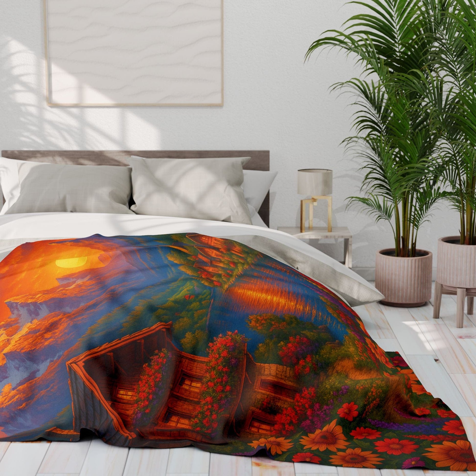 Printify Home Decor Vibrant Sunset Arctic Fleece Blanket