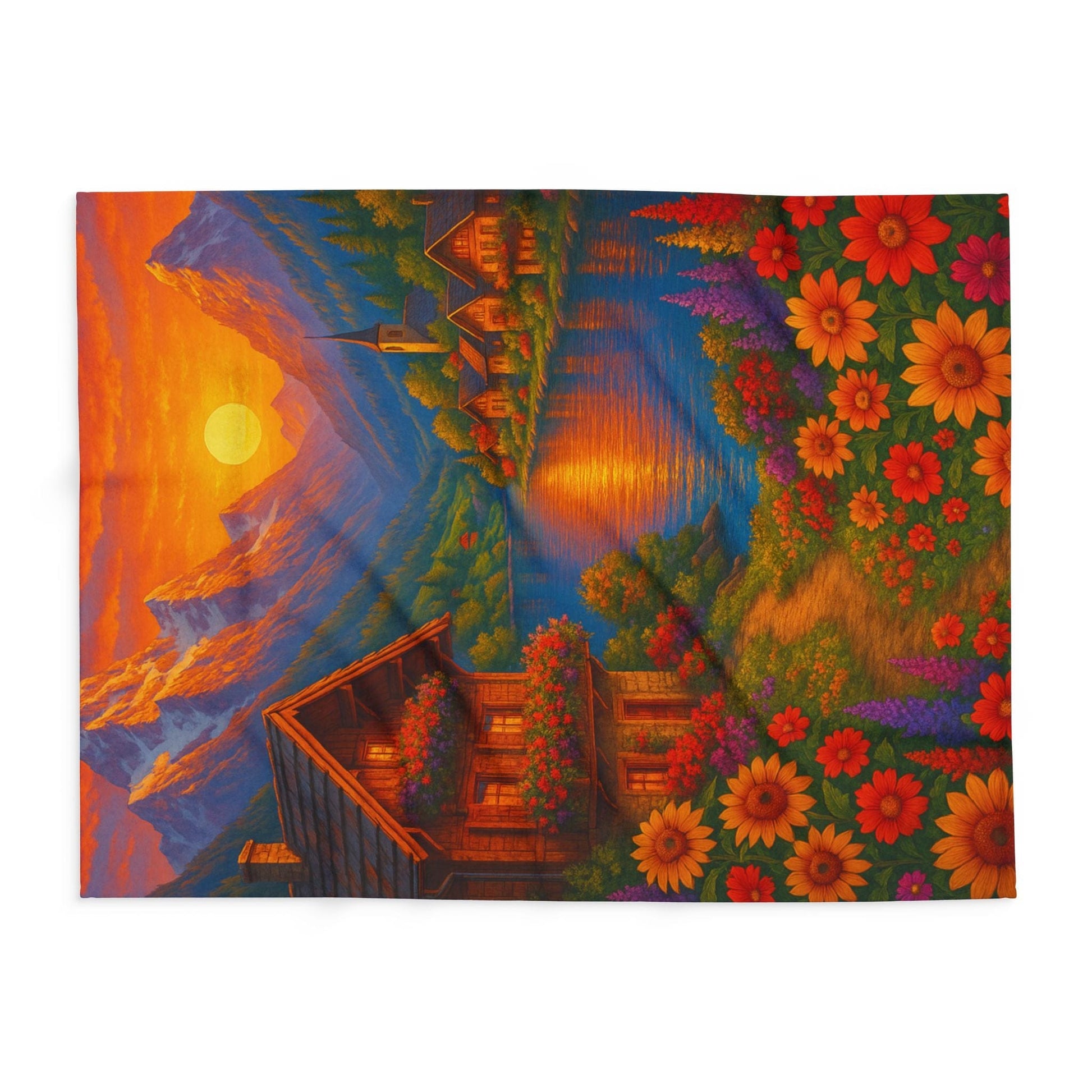 Printify Home Decor Vibrant Sunset Arctic Fleece Blanket