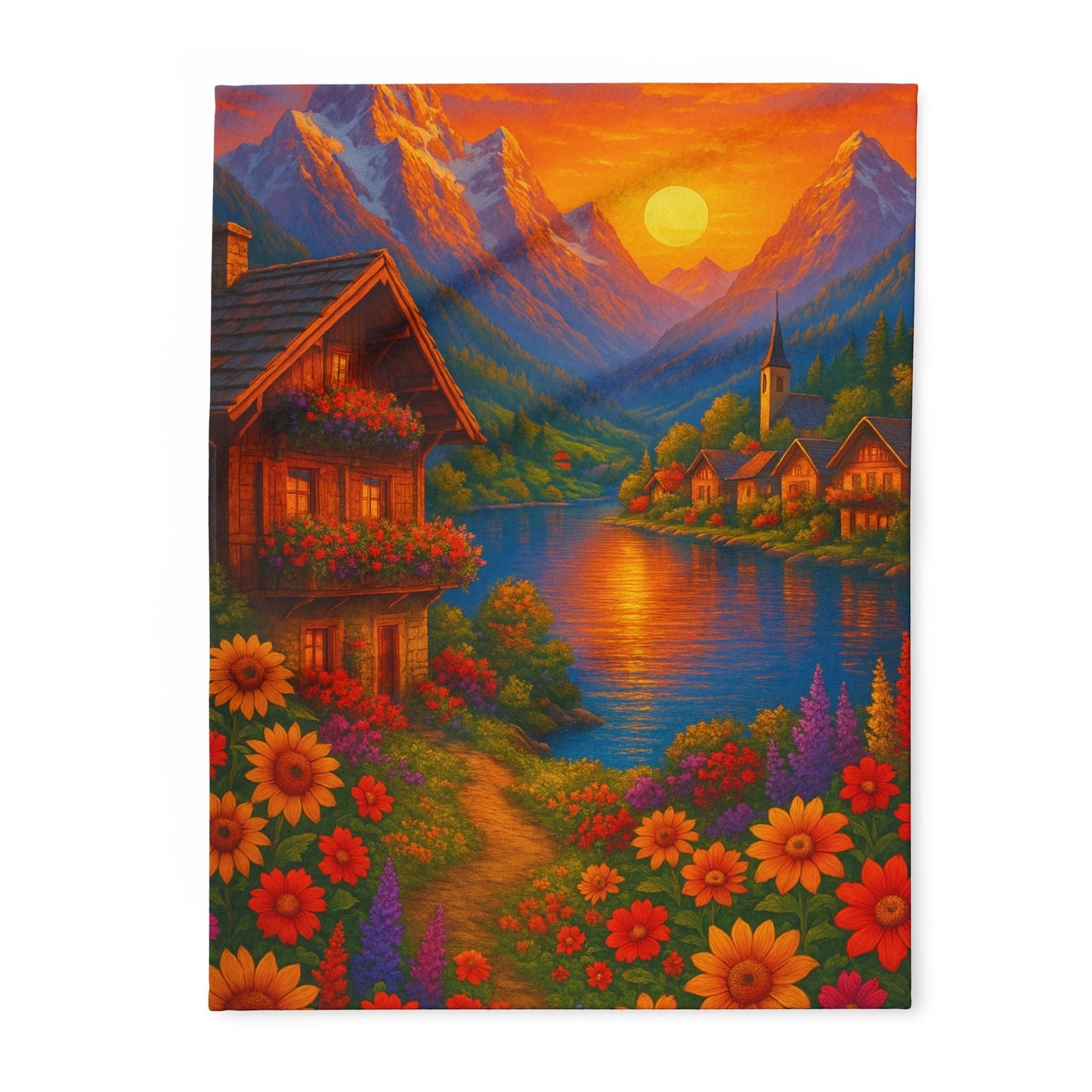 Printify Home Decor 30'' × 40'' Vibrant Sunset Arctic Fleece Blanket