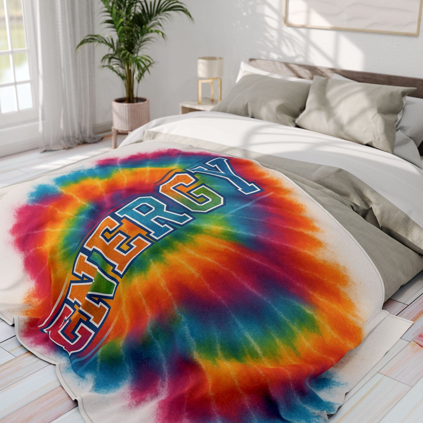 Printify Home Decor Vibrant Tie-Dye Fleece Blanket – Cozy Throw for Energy and Joy