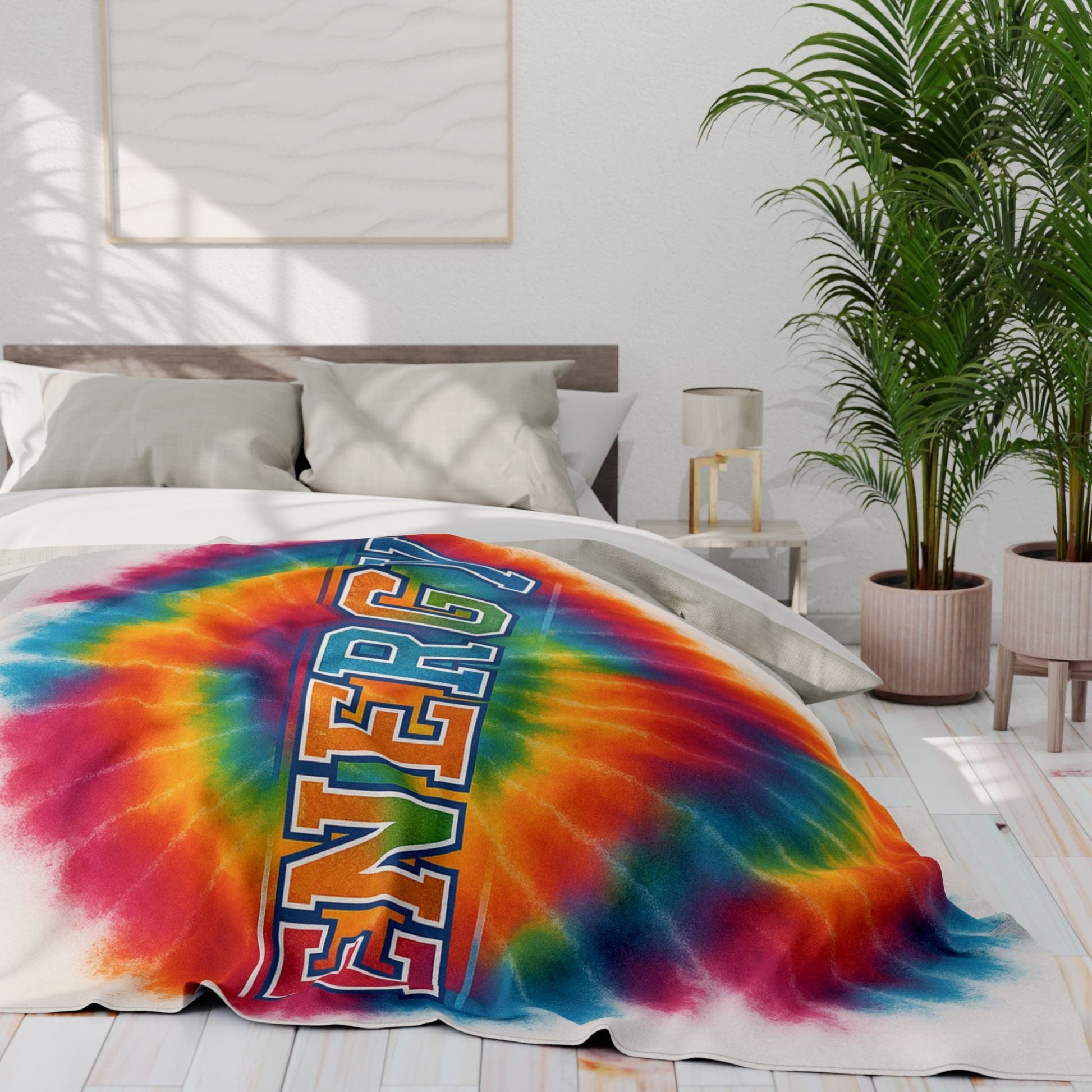 Printify Home Decor Vibrant Tie-Dye Fleece Blanket – Cozy Throw for Energy and Joy