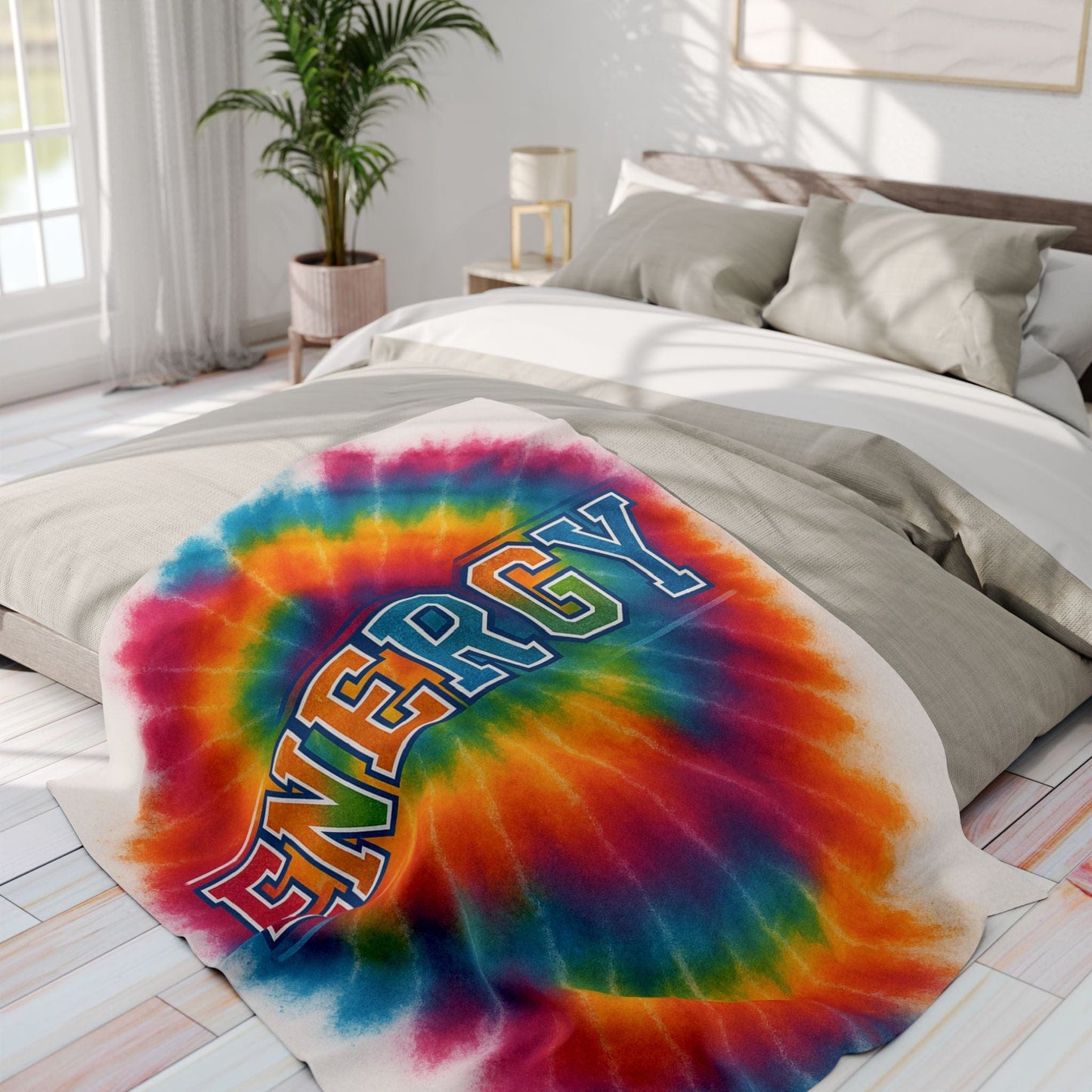 Printify Home Decor Vibrant Tie-Dye Fleece Blanket – Cozy Throw for Energy and Joy
