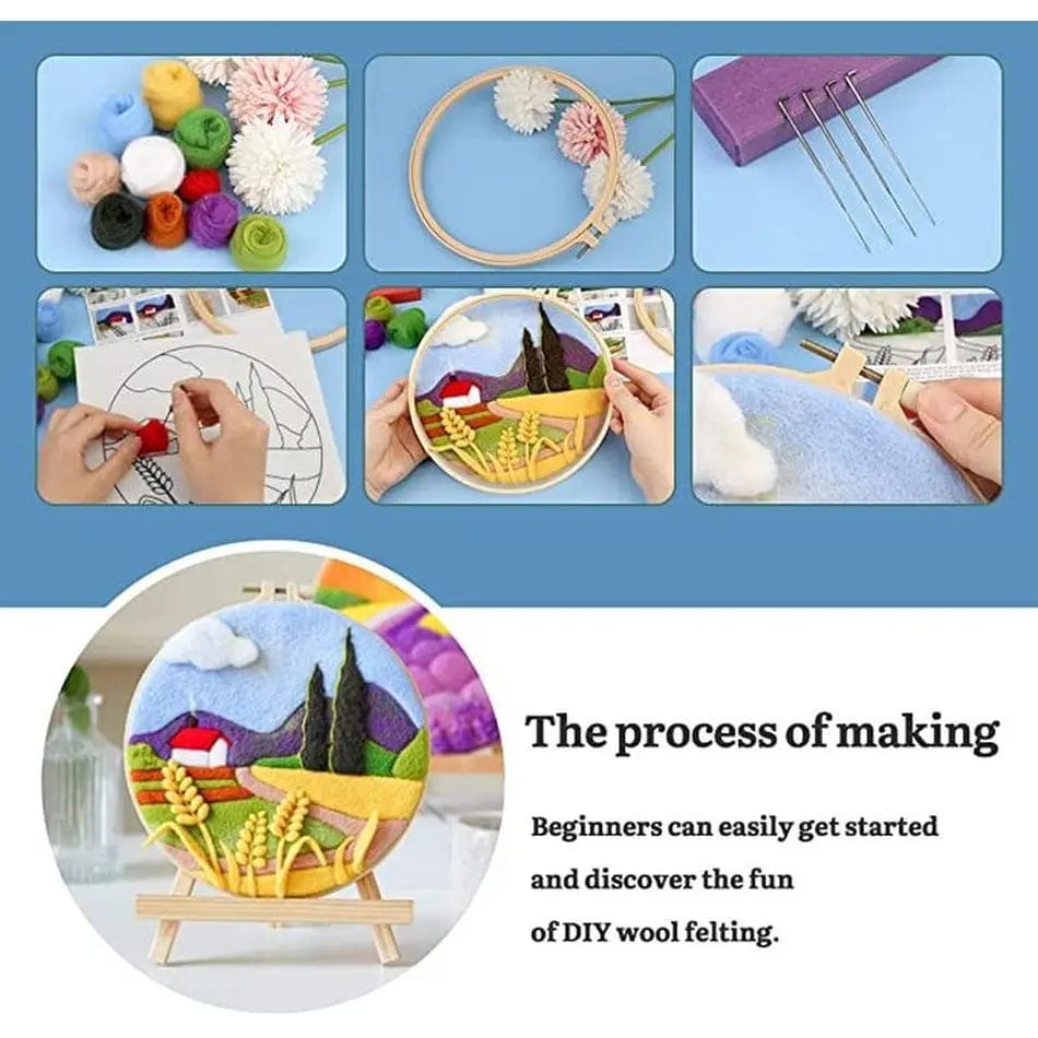 5DDpaints.com arts and crafts kit Vibrant Wildlife & Nature Wool Needle Felting Kits – Colorful Scenes Collection