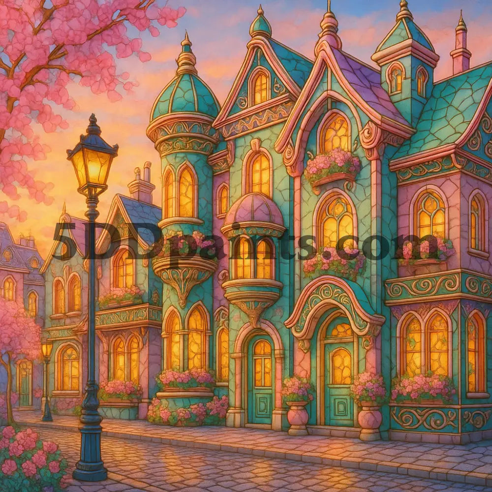 5DDPaints.com arts and crafts kit Victorian Garden Glow Diamond Painting Kit