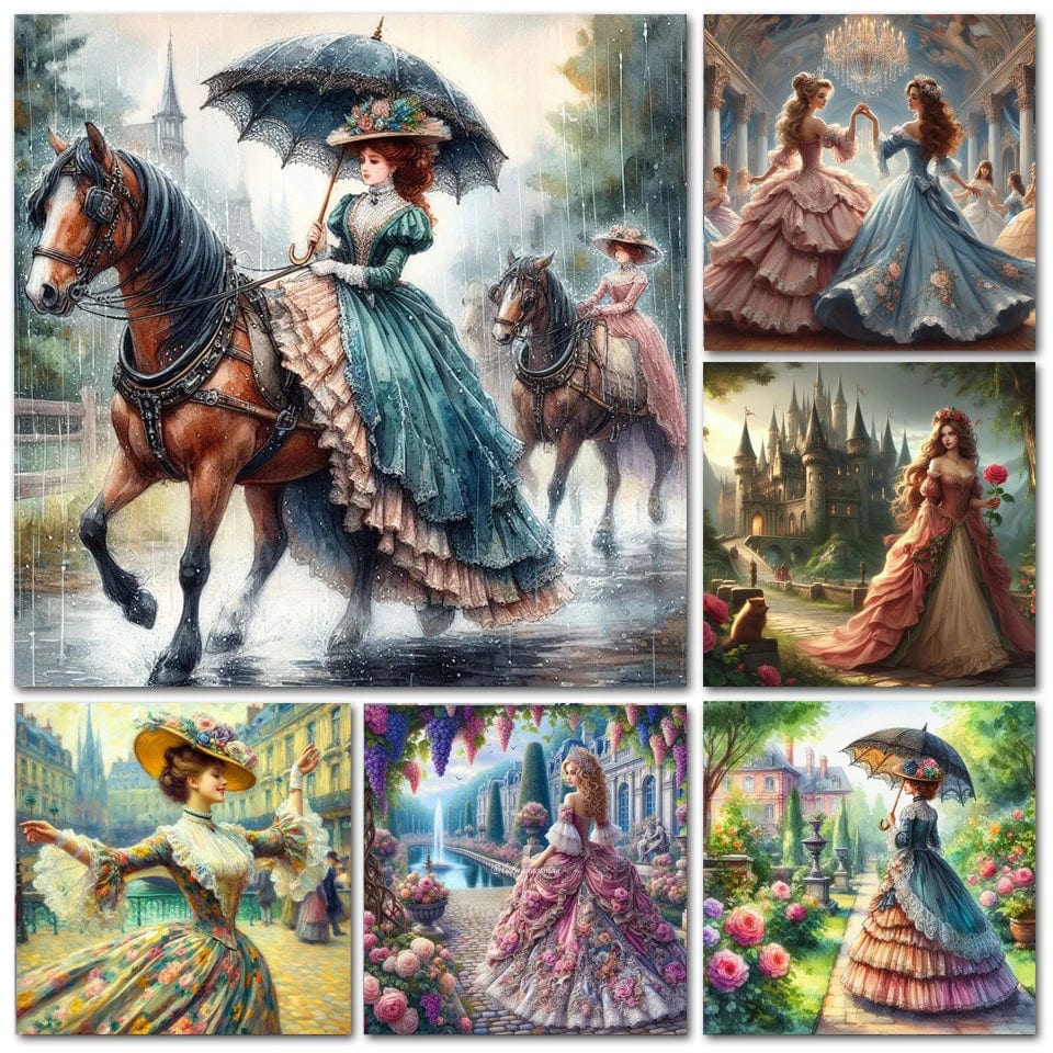 5DDpaints.com arts and crafts kit Victorian Lady Diamond Painting Kit