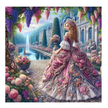 5DDpaints.com arts and crafts kit YA1057 / 30x30cm  round Victorian Lady Diamond Painting Kit