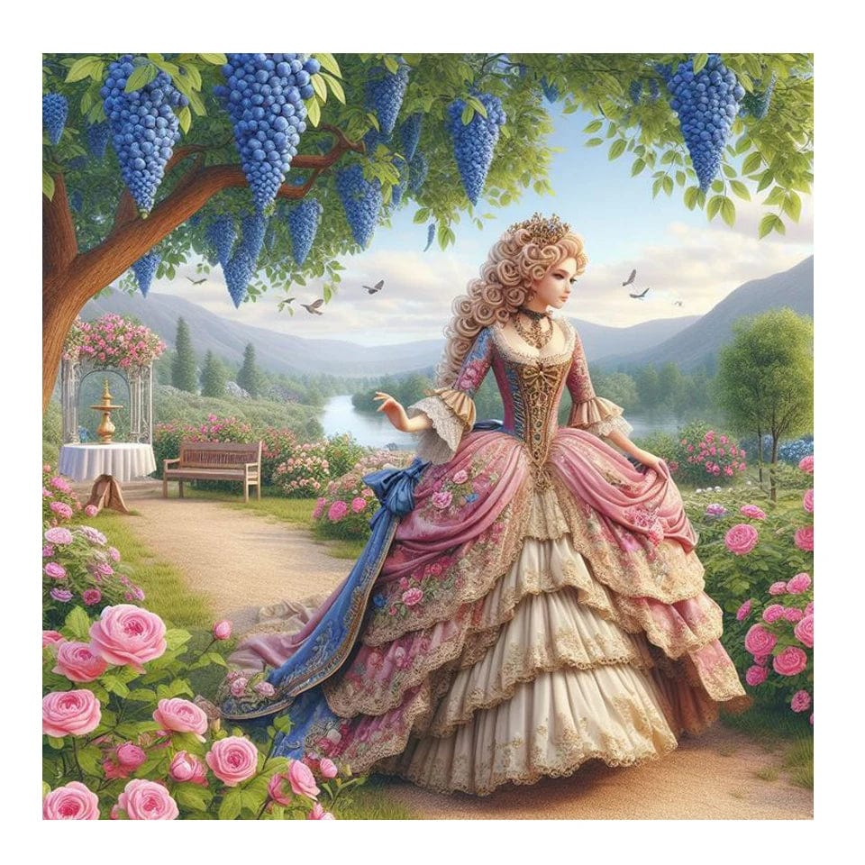 5DDpaints.com arts and crafts kit YA1055 / 30x30cm  round Victorian Lady Diamond Painting Kit