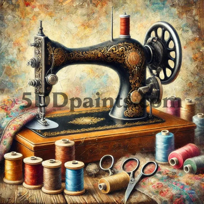 5DDPaints.com home decor Vintage Sewing Machine Diamond Painting – Classic 5D DIY Kit