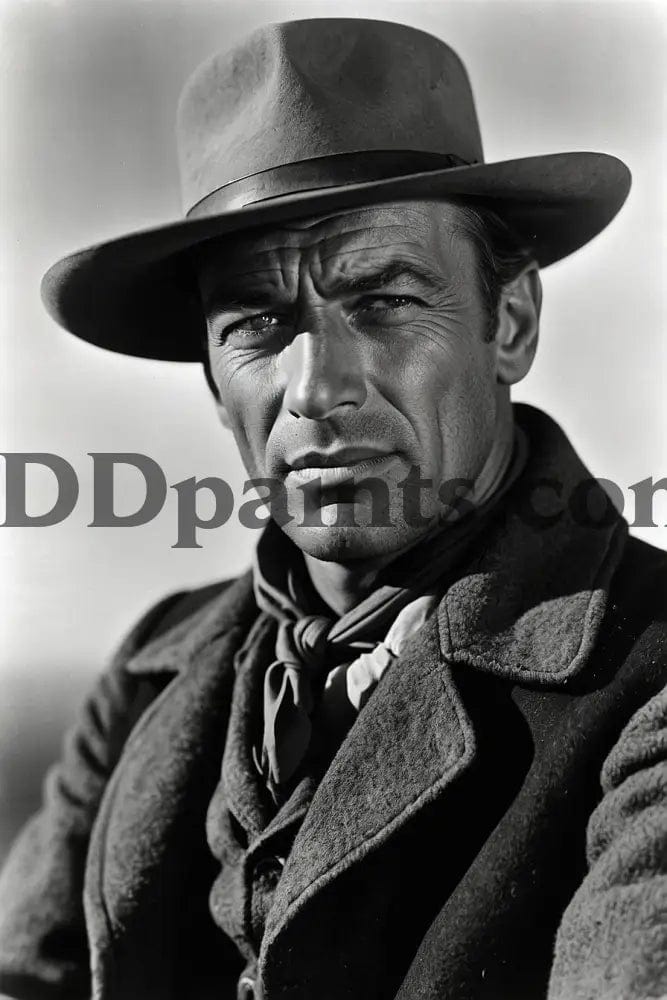 Amazello Arts & Crafts 20x30 Round / Image One - Black and White Western Legend: The Timeless Strength of Gary Cooper Diamond Painting Kit