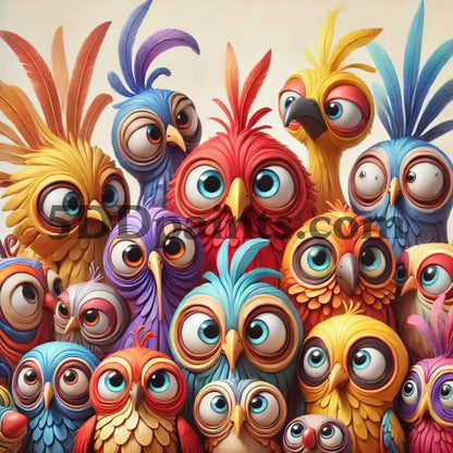 5DDPaints.com arts and crafts kit Whimsical Cartoon Birds Diamond Painting Kit