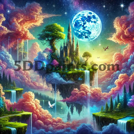 5DDPaints.com arts and crafts kit Whimsical Fantasy Floating Castle 5D Diamond Painting Kit