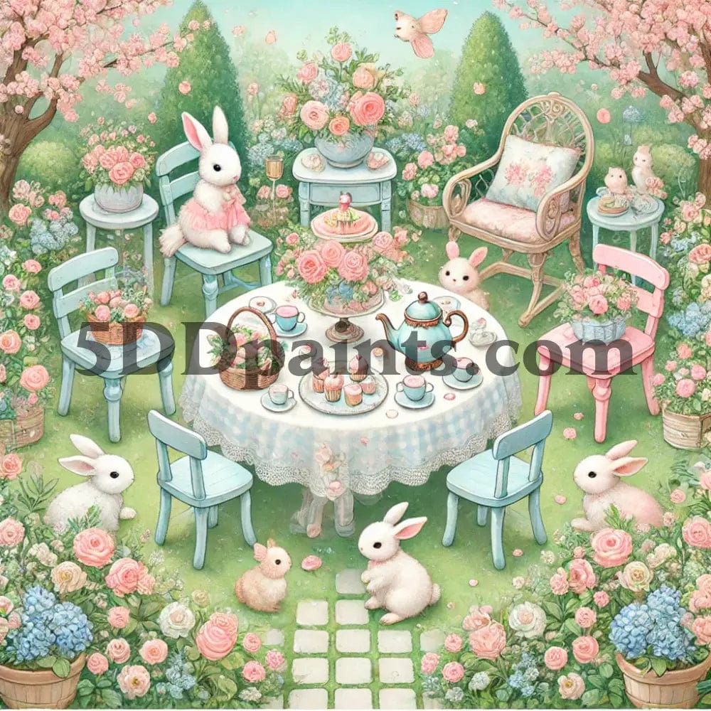 5DDPaints.com arts and crafts kit Whimsical Garden Tea Party Diamond Painting Kit