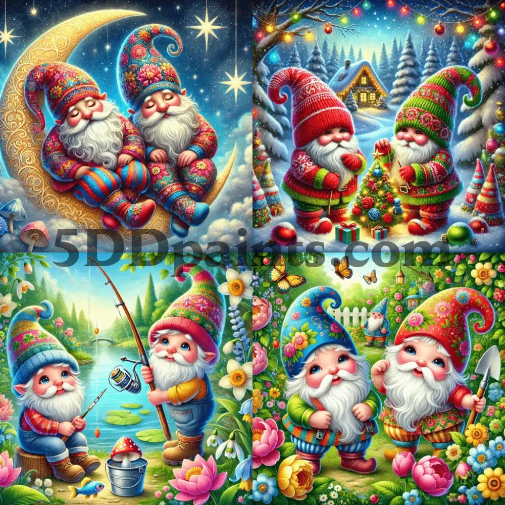 Amazello arts and crafts kit Whimsical Gnomes - Diamond Painting Kit