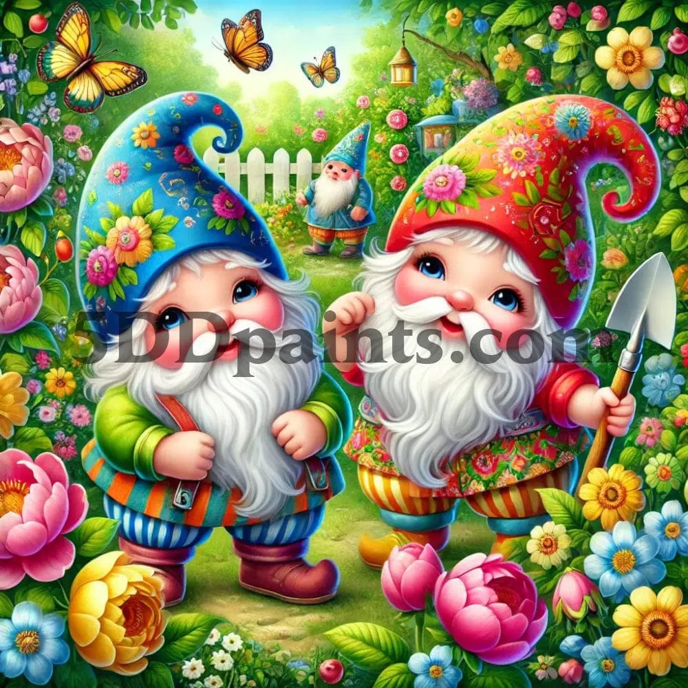 Amazello arts and crafts kit 20x20cm square / 4 Whimsical Gnomes - Diamond Painting Kit